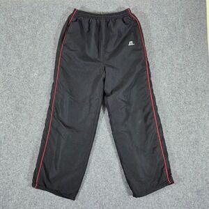 Y2K Russell‎ Athletic Track Pants Relaxed Black/Red Bred Youth Size 14/16 24x27